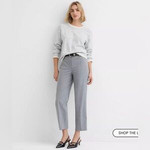 LOFT Rivera Slim Pants in Gray Pinstripe Size 0 Petite
